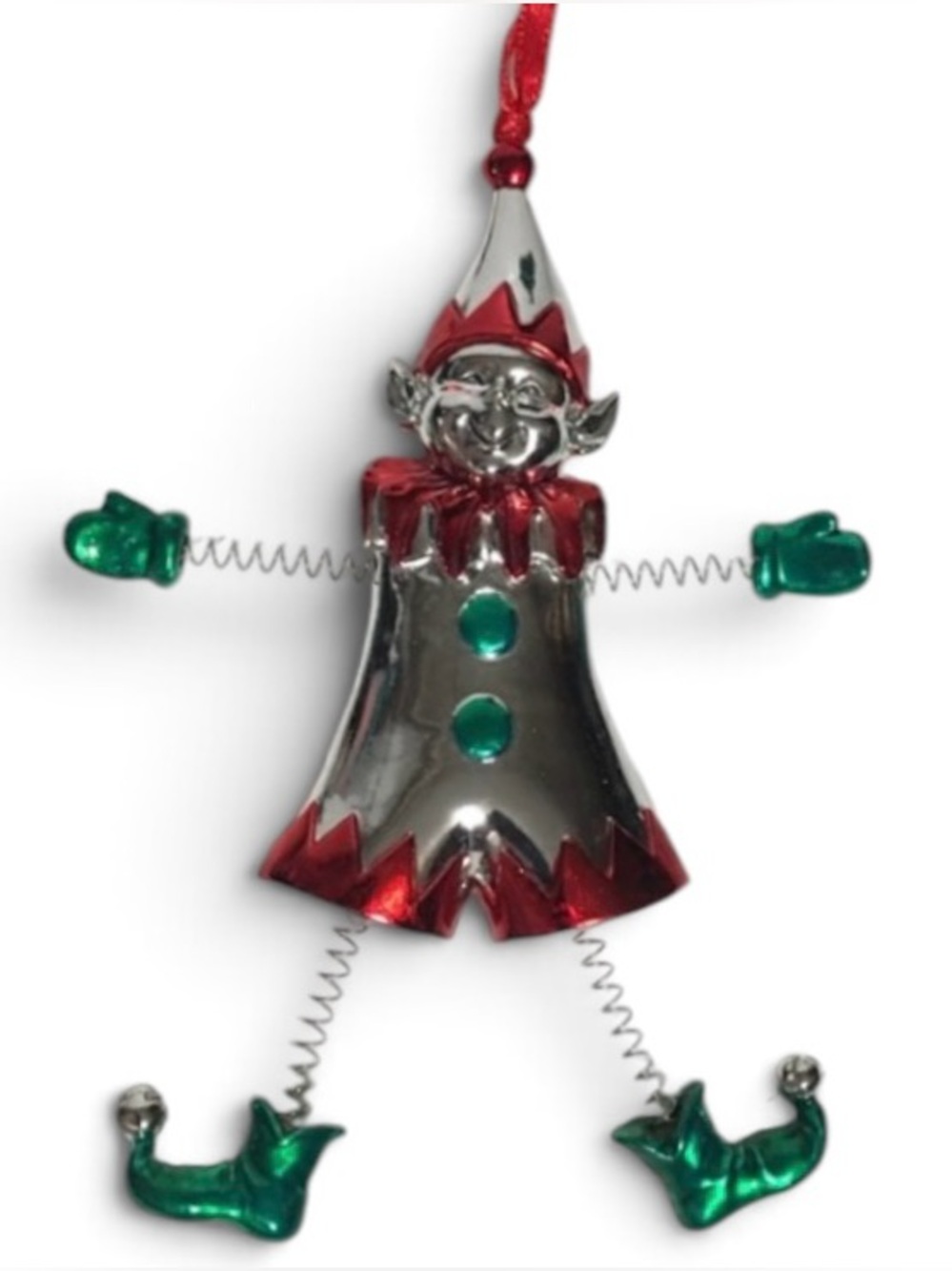 Reed & Barton Jiggle Elf Silver Plated Christmas Ornament Vintage Whimsical NIB